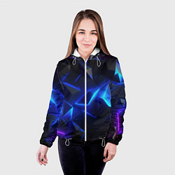 Куртка с капюшоном женская Blue dark neon, цвет: 3D-белый — фото 2