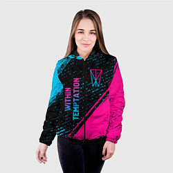 Куртка с капюшоном женская Within Temptation - neon gradient: надпись, символ, цвет: 3D-черный — фото 2