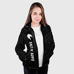 Куртка с капюшоном женская Date A Live glitch на темном фоне: по-вертикали, цвет: 3D-черный — фото 2