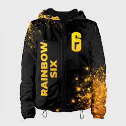 Куртка с капюшоном женская Rainbow Six - gold gradient: надпись, символ, цвет: 3D-черный