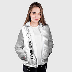Куртка с капюшоном женская Evangelion glitch на светлом фоне: по-вертикали, цвет: 3D-белый — фото 2