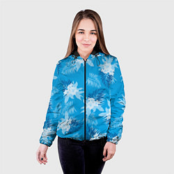 Куртка с капюшоном женская Синие цветы - Vice city - new ver, цвет: 3D-черный — фото 2