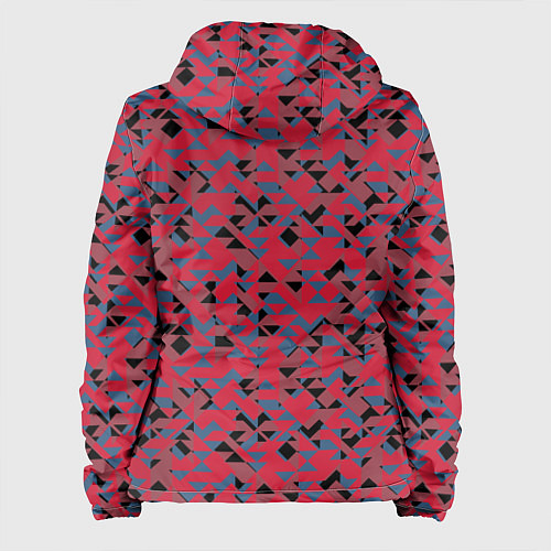 Женская куртка Черные и синие треугольники на красном / 3D-Черный – фото 2
