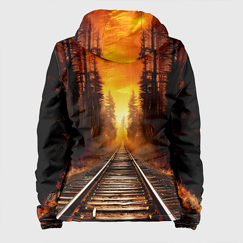 Женская куртка Железная дорога на закате / 3D-Черный – фото 2