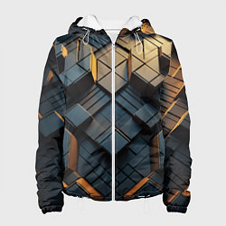 Куртка с капюшоном женская Объемные кубы, цвет: 3D-белый