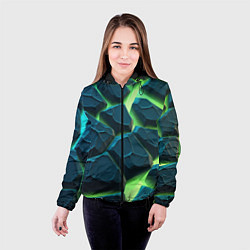 Куртка с капюшоном женская Камни в неоне, цвет: 3D-черный — фото 2