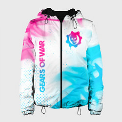 Куртка с капюшоном женская Gears of War neon gradient style: надпись, символ, цвет: 3D-черный