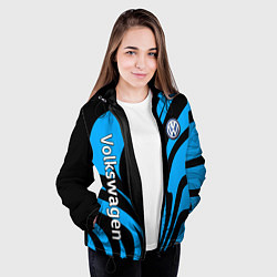 Куртка с капюшоном женская Фольцваген - спокойный синий, цвет: 3D-черный — фото 2