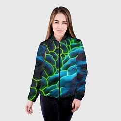Куртка с капюшоном женская Зеленые текстурные плиты, цвет: 3D-черный — фото 2