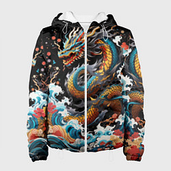 Женская куртка Дракон на волнах в японском стиле арт