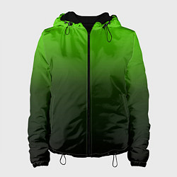 Куртка с капюшоном женская Градиент ядовитый зеленый - черный, цвет: 3D-черный