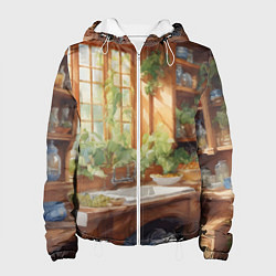 Куртка с капюшоном женская Фантастическая кухня ведьмы, цвет: 3D-белый