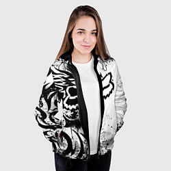 Куртка с капюшоном женская Fox motocross - белый дракон, цвет: 3D-черный — фото 2