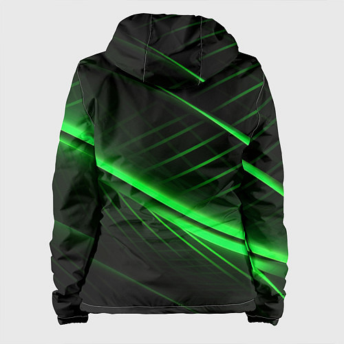 Женская куртка Зеленые полосы на черном фоне / 3D-Черный – фото 2