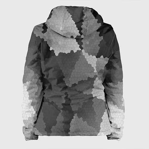 Женская куртка Мозаичный узор в серых оттенках / 3D-Черный – фото 2