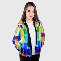 Куртка с капюшоном женская Colorful strips - pop art - vogue, цвет: 3D-черный — фото 2