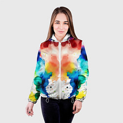 Куртка с капюшоном женская Цветная монотипия - поп-арт, цвет: 3D-белый — фото 2