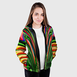 Куртка с капюшоном женская Зеленые прожилки, цвет: 3D-черный — фото 2