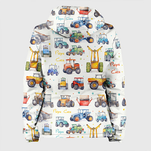 Женская куртка Акварельные тракторы - детский паттерн / 3D-Белый – фото 2