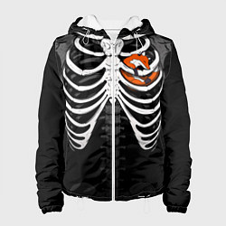 Куртка с капюшоном женская Скелет: ребра с лисой, цвет: 3D-белый