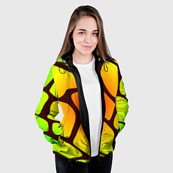 Куртка с капюшоном женская Коричневая сеть с цветными пятнами, цвет: 3D-черный — фото 2