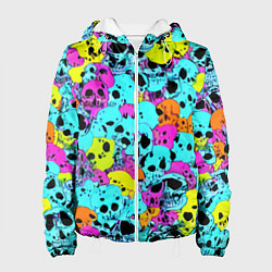 Куртка с капюшоном женская Паттерн из черепов - поп-арт - иллюзия, цвет: 3D-белый