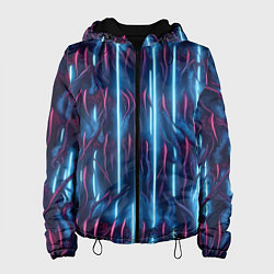 Куртка с капюшоном женская Голубые кибер линии, цвет: 3D-черный