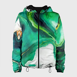 Куртка с капюшоном женская Жидкий изумруд в стиле арт, цвет: 3D-черный