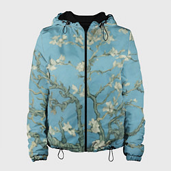 Куртка с капюшоном женская Цветущие ветки миндаля - картина ван Гога, цвет: 3D-черный