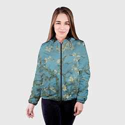 Куртка с капюшоном женская Цветущие ветки миндаля - картина ван Гога, цвет: 3D-черный — фото 2