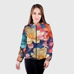 Куртка с капюшоном женская Водянная лилия лотосы кувшинки, цвет: 3D-черный — фото 2