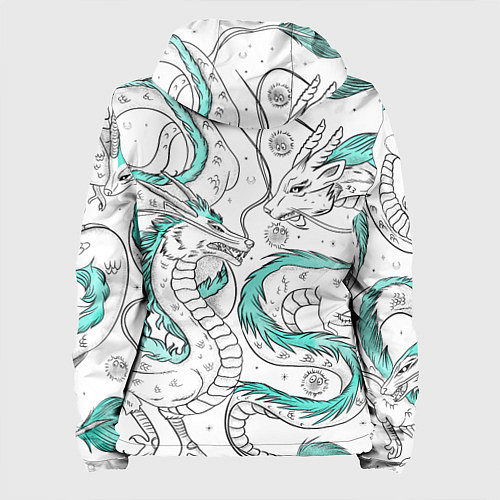 Женская куртка Дракон Хаку в стиле тату: белый и бирюзовый паттер / 3D-Белый – фото 2
