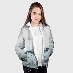Куртка с капюшоном женская Акула большая белая в толще воды, цвет: 3D-белый — фото 2