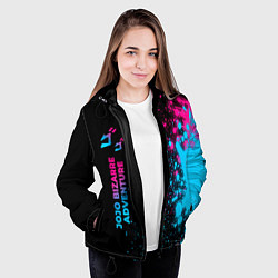 Куртка с капюшоном женская JoJo Bizarre Adventure - neon gradient: по-вертика, цвет: 3D-черный — фото 2