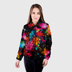 Куртка с капюшоном женская Краски и цветы, цвет: 3D-черный — фото 2