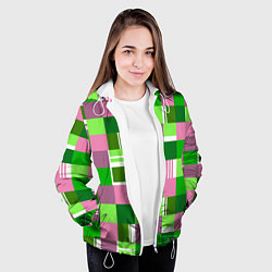 Куртка с капюшоном женская Ретро квадраты ванильные, цвет: 3D-белый — фото 2