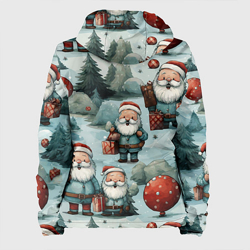Женская куртка Рождественский узор с Санта Клаусами / 3D-Черный – фото 2