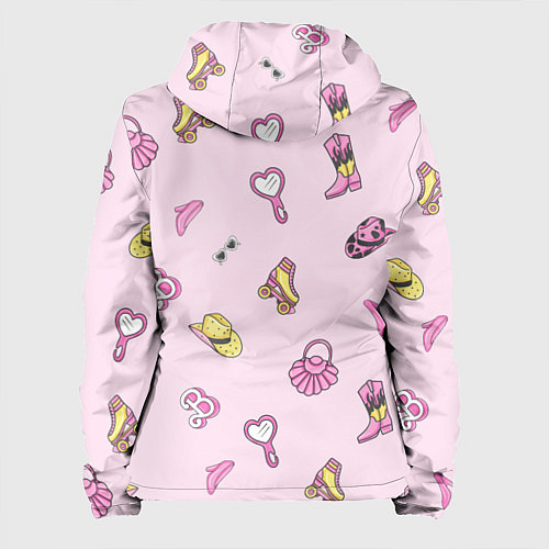 Женская куртка Барби аксессуары - розовый паттерн / 3D-Черный – фото 2