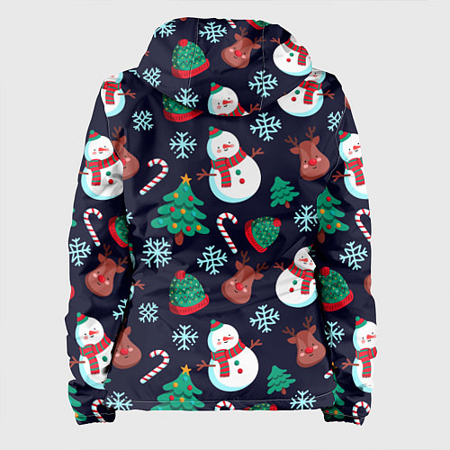Женская куртка Снеговички с рождественскими оленями и елками / 3D-Белый – фото 2