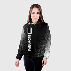 Куртка с капюшоном женская Paramore glitch на темном фоне: по-вертикали, цвет: 3D-черный — фото 2
