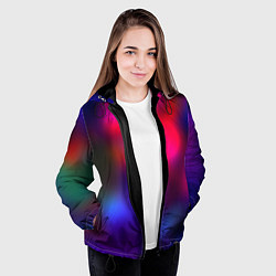 Куртка с капюшоном женская Гградиент красный и синий, цвет: 3D-черный — фото 2