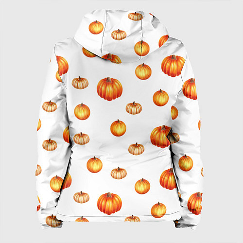 Женская куртка Оранжевые тыквы - паттерн / 3D-Белый – фото 2
