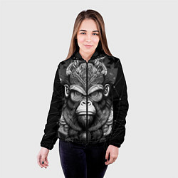 Куртка с капюшоном женская Кинг Конг король обезьян на фоне созвездия, цвет: 3D-черный — фото 2