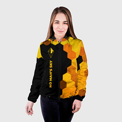Куртка с капюшоном женская No Mans Sky - gold gradient: по-вертикали, цвет: 3D-черный — фото 2