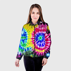 Куртка с капюшоном женская Colorful floral composition - tie-dye, цвет: 3D-черный — фото 2