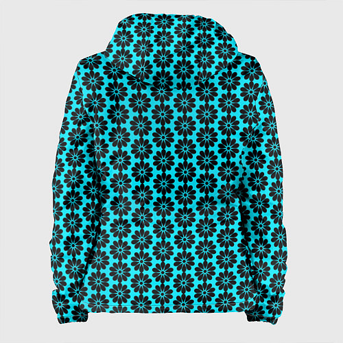 Женская куртка Стилизованные цветы чёрно-голубой / 3D-Черный – фото 2