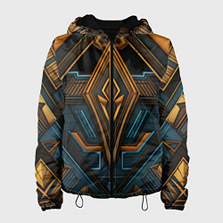 Куртка с капюшоном женская Орнамент с ромбами в египетском стиле, цвет: 3D-черный