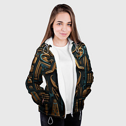 Куртка с капюшоном женская Орнамент в стиле египетской иероглифики, цвет: 3D-белый — фото 2