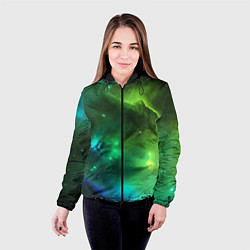 Куртка с капюшоном женская Бескрайний космос зелёный, цвет: 3D-черный — фото 2