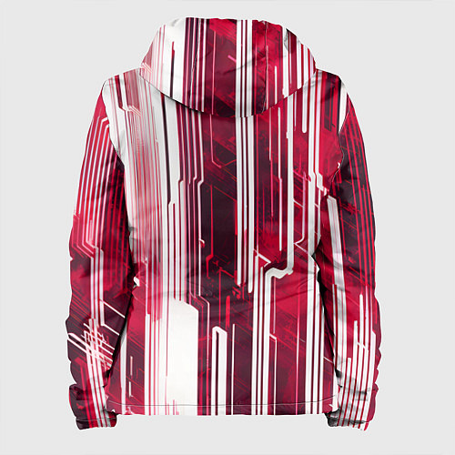 Женская куртка Киберпанк полосы белый и красный / 3D-Белый – фото 2